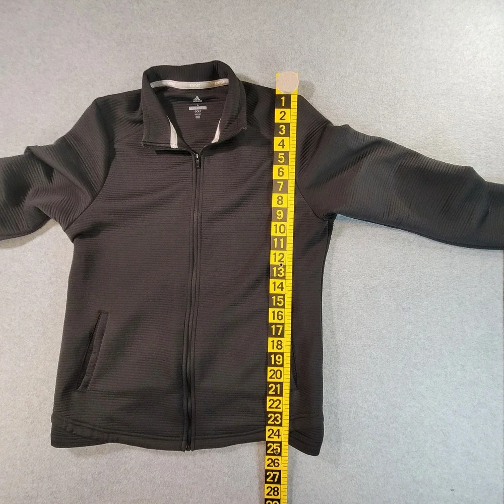 Adidas Golf Mens Black Full Zip Ribbed Jacket Mock Neck Thumbholes Large